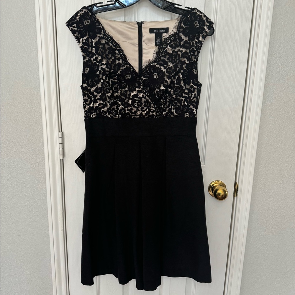 NWT WHBM Cocktail Black with Black Lace dress